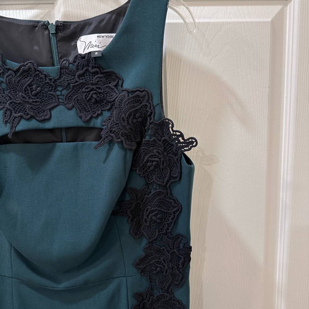 Miri New York  Teal/ Green and Black Lace Dress